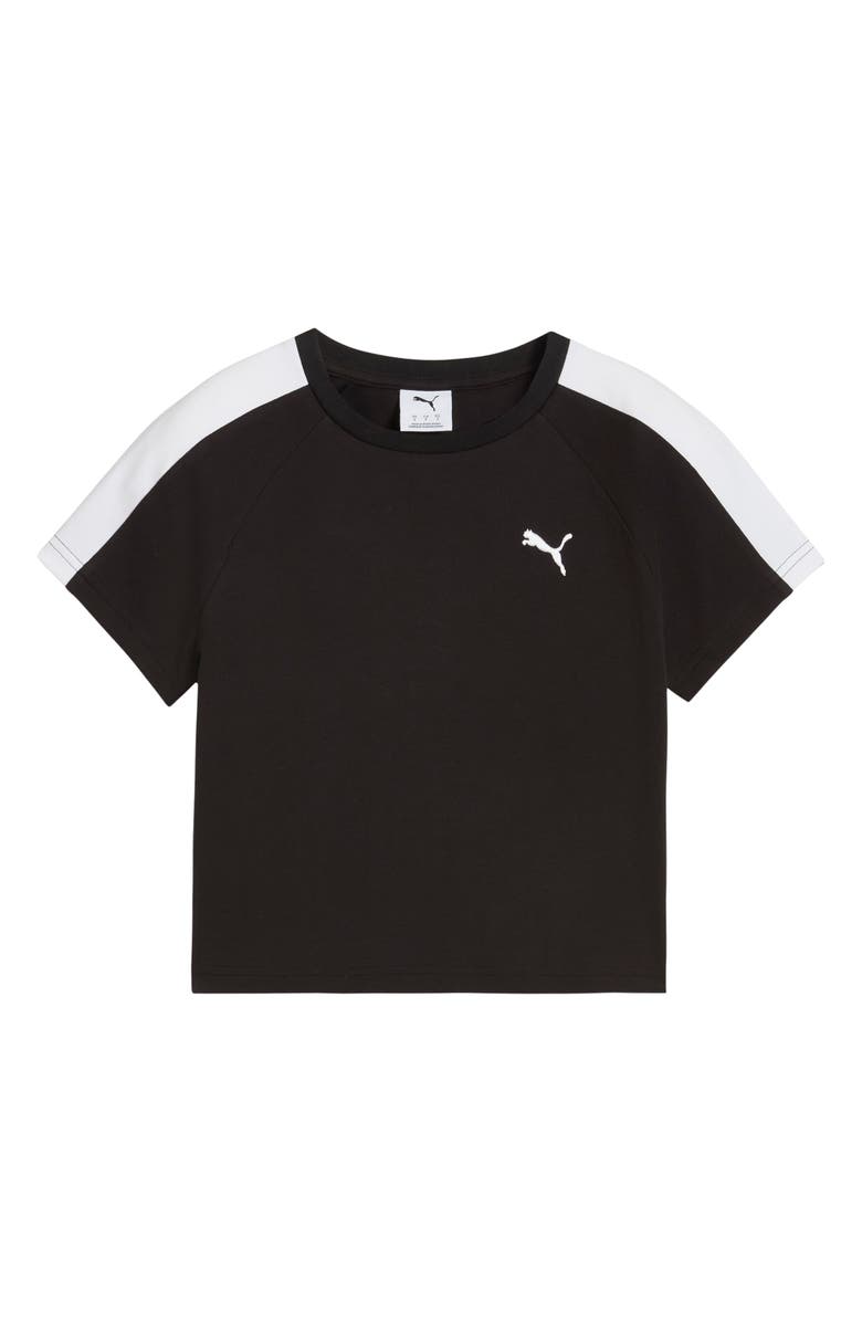 PUMA T7 Crop Stretch Cotton Baby Tee, Alternate, color, Puma Black
