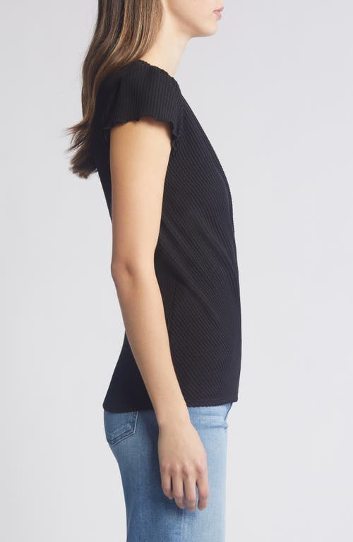 Loveappella Texture Wrap Front Top In Black