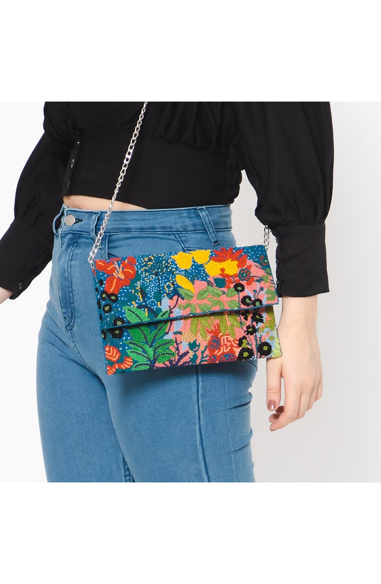 Vismaya Festive Floral Embroidered Clutch, Alternate, color, Blue Multi