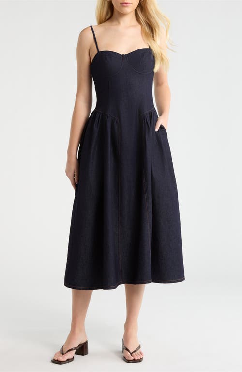 ASTR the Label Margaux Denim Dress in Dark Denim at Nordstrom, Size Medium