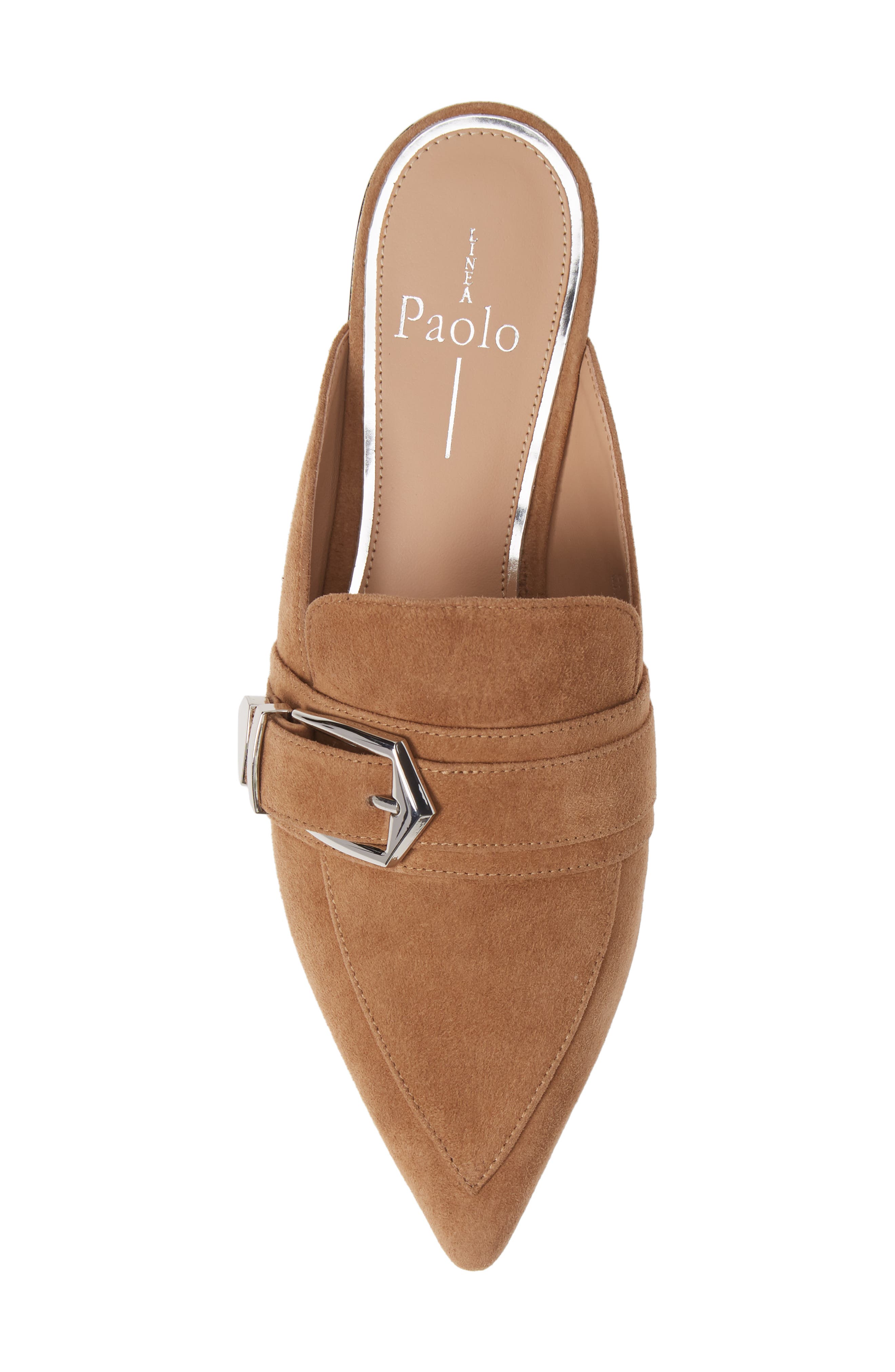 Linea Paolo Ace Buckle Pointed Toe Mule, Alternate, color, Tan Suede