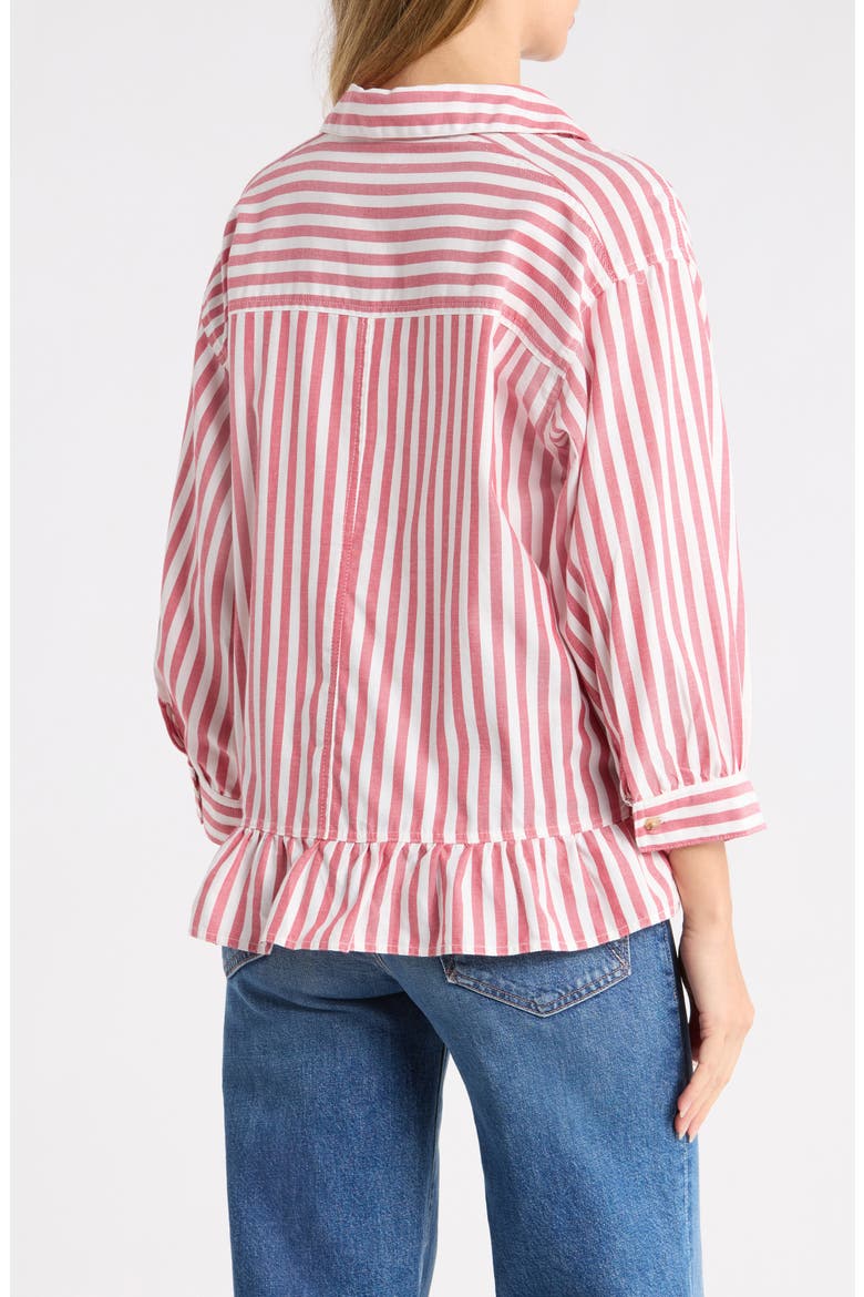Striped Peplum Shirt, Alternate, color, CURRY PASTE