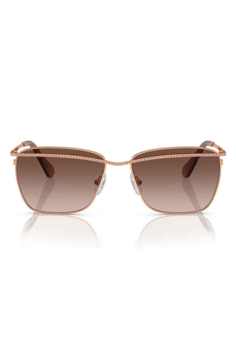 Swarovski 58mm Gradient Crystal Bridge Rectangular Sunglasses, Main, color,