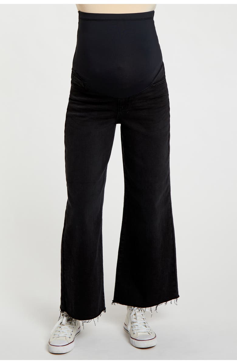 PinkBlush Wide Leg Raw Hem Maternity Jeans, Alternate, color, Black