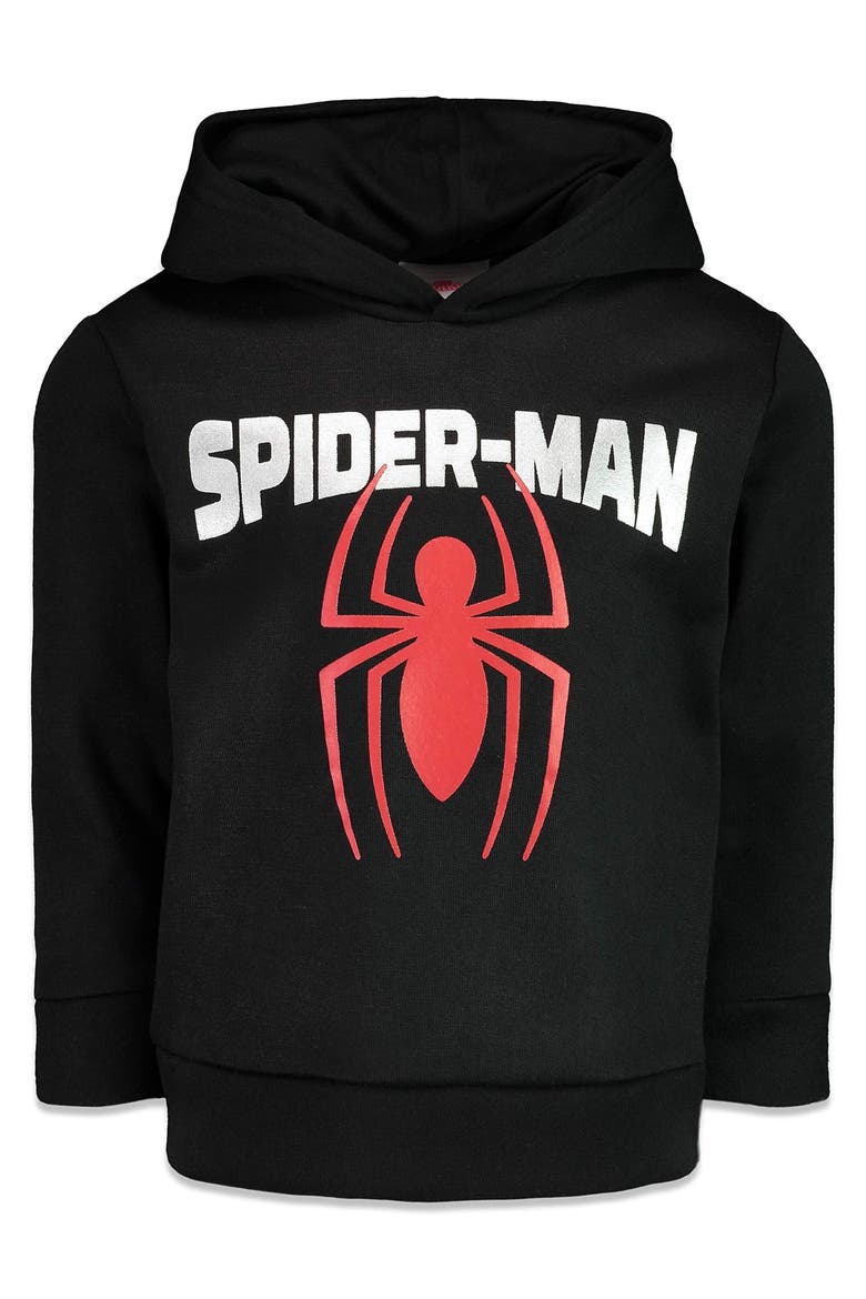 Spider-Man Pullover Hoodie, Main, color, Black