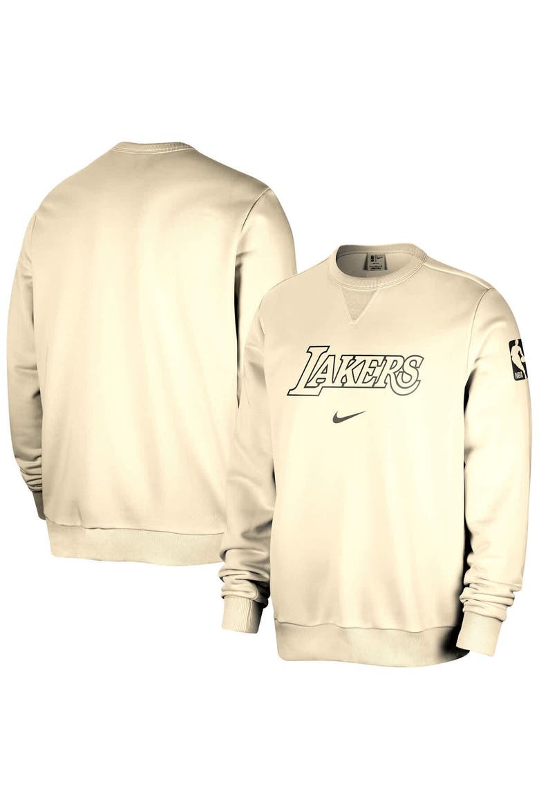 Men's Nike Cream Los Angeles Lakers Courtside Standard Issue Performance Pullover Sweatshirt, Main, color, Cream