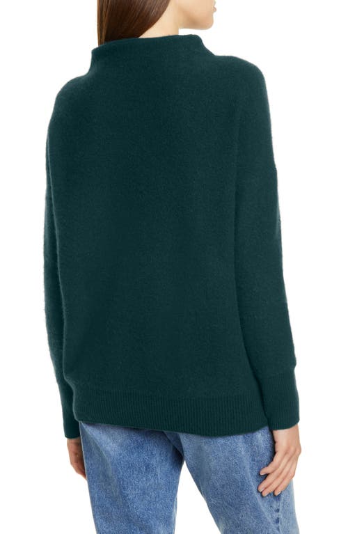 Vince Boiled Cashmere Funnel Neck Pullover In Green