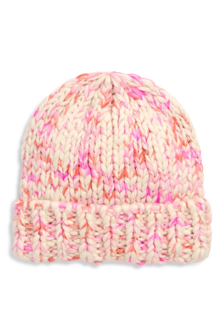 Textured Beanie, Main, color, PINK COMBO