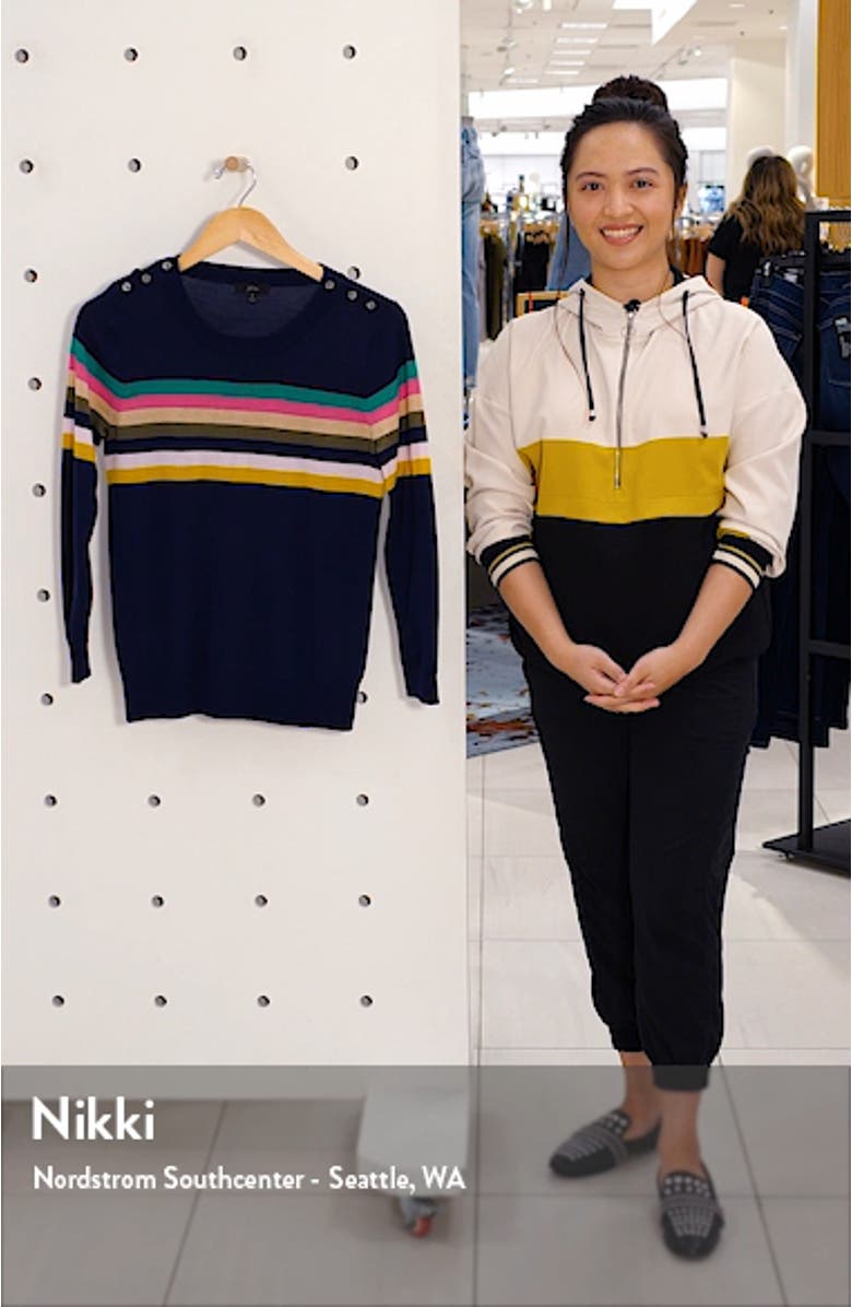 Tippi Sweater in Multistripe with Shoulder Buttons, sales video thumbnail