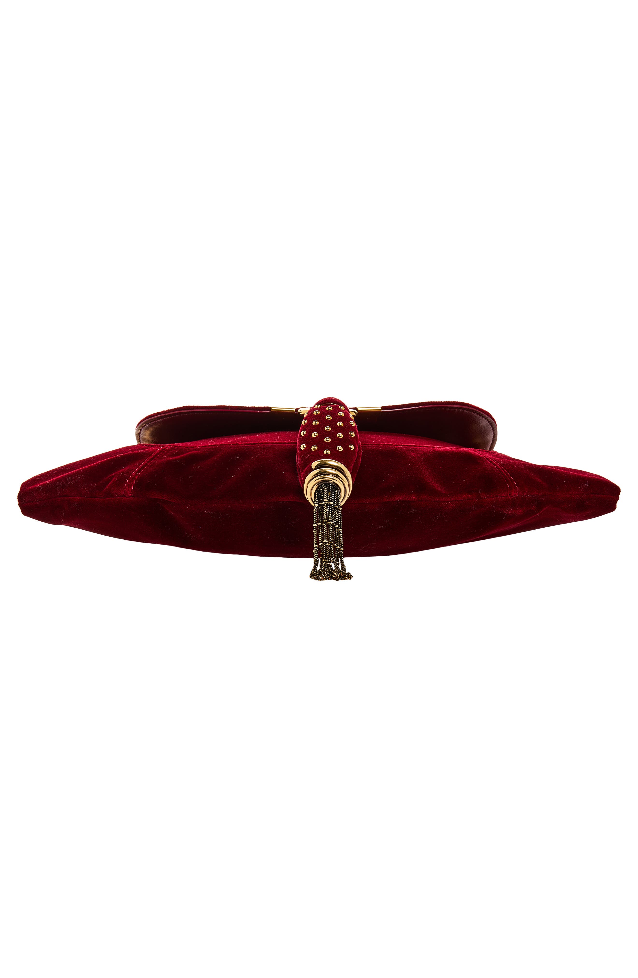 Marcie Foulard Velveteen Shoulder Bag, Main, color, BURNT RED