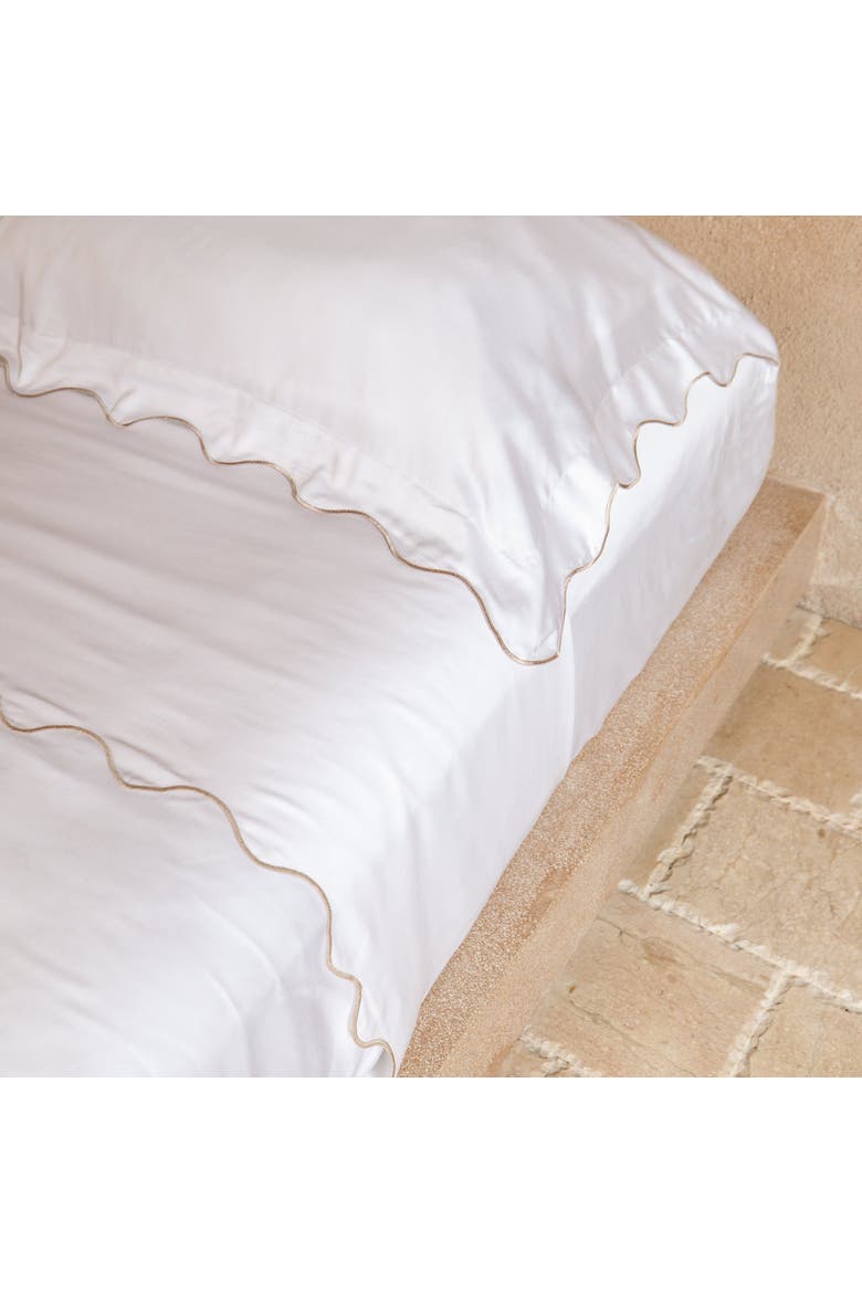 Organic Natural Scallop Bed Sheet Set, Alternate, color, Sable Waves