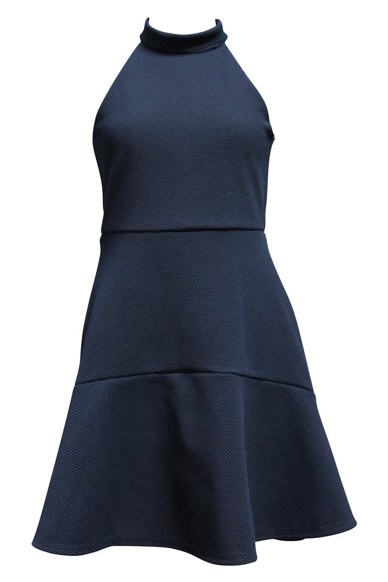 Kids' Mock Neck Fit & Flare Dress, Main, color, NAVY