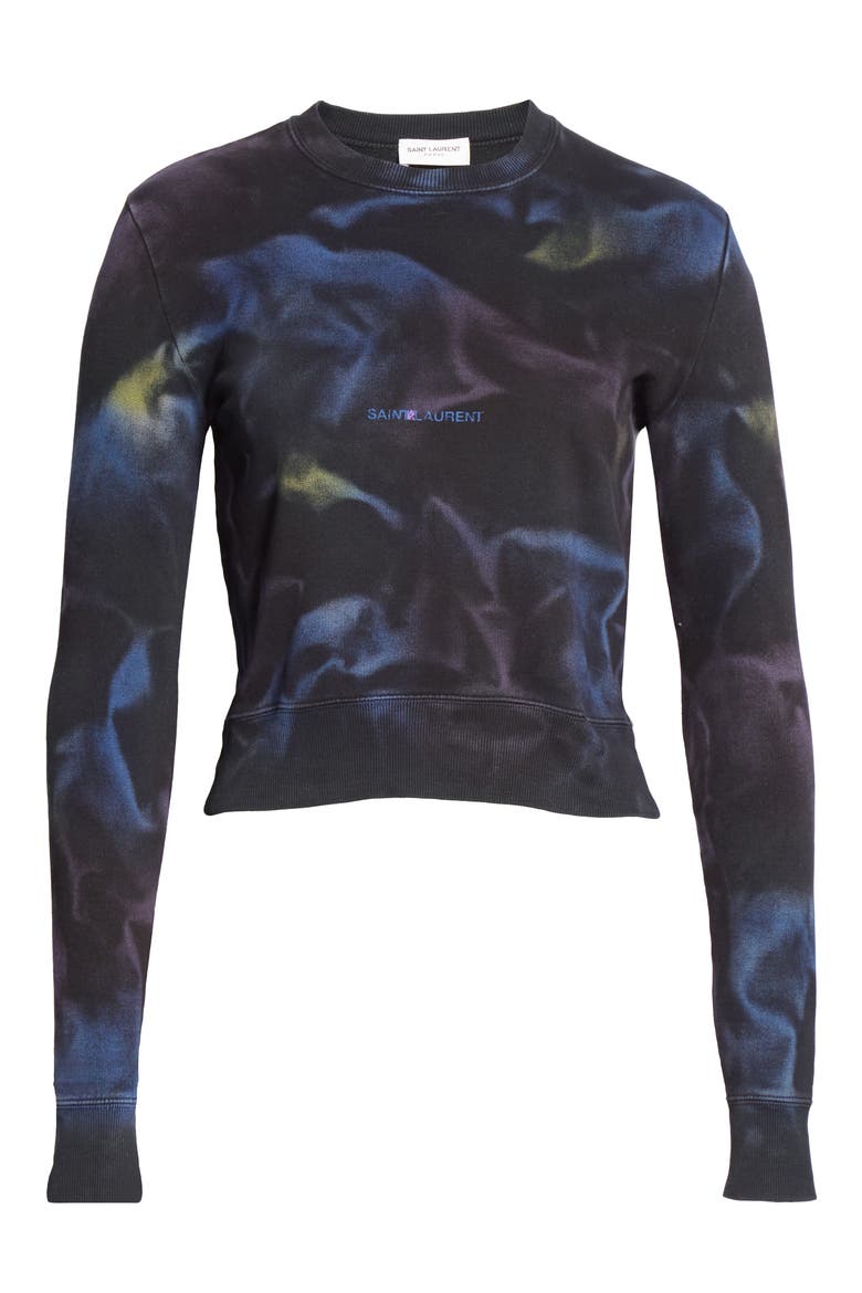 Tie Dye Logo Cotton Sweatshirt, Alternate, color, NOIR/ BLEU/ VIOLET