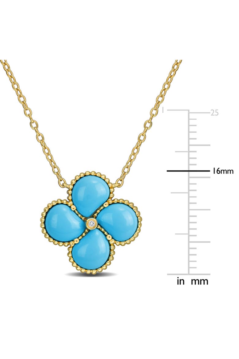 Created-Gemstone & Diamond Accent Clover Necklace, Alternate, color, Created Turquoise