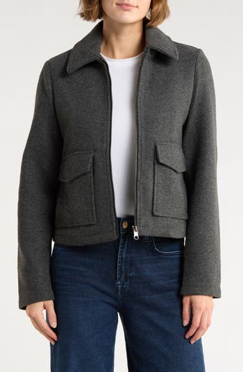 VERO MODA Safir Utility Pocket Shirt Jacket in Dark Grey Melange Detail at Nordstrom Rack, Size Large