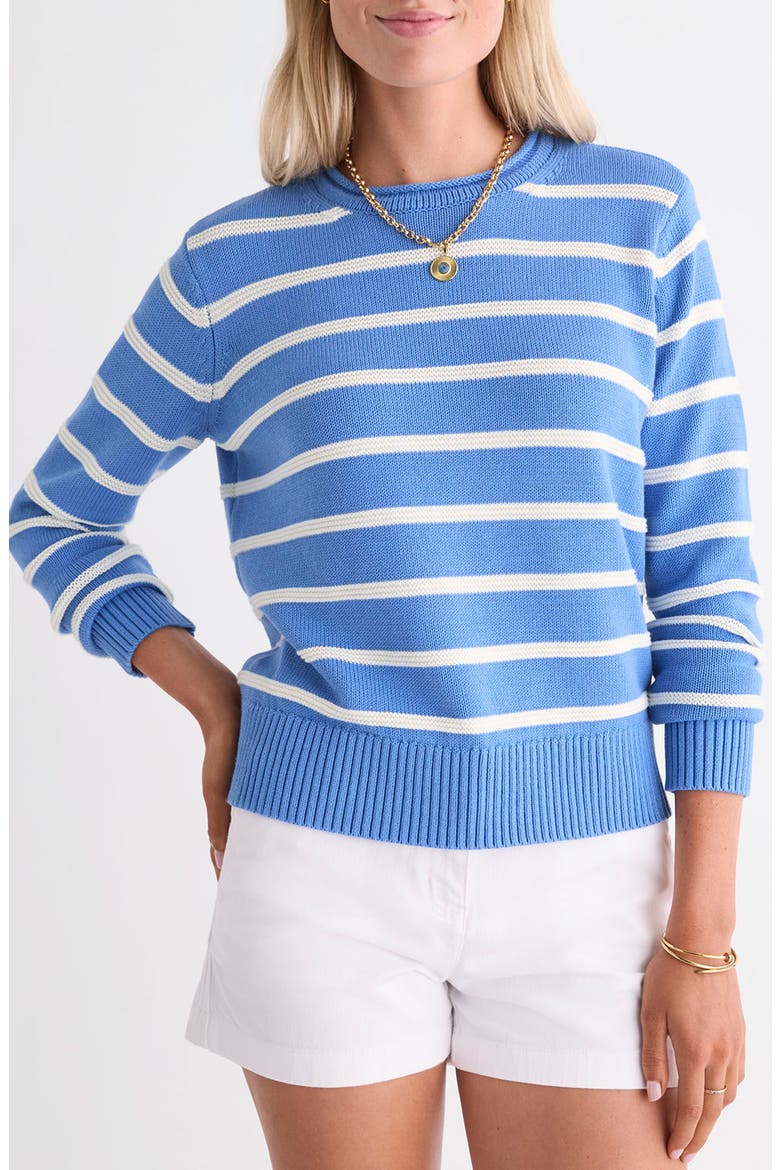 Striped Cotton Crewneck Sweater, Main, color, BREAKER BLUE STRIPE