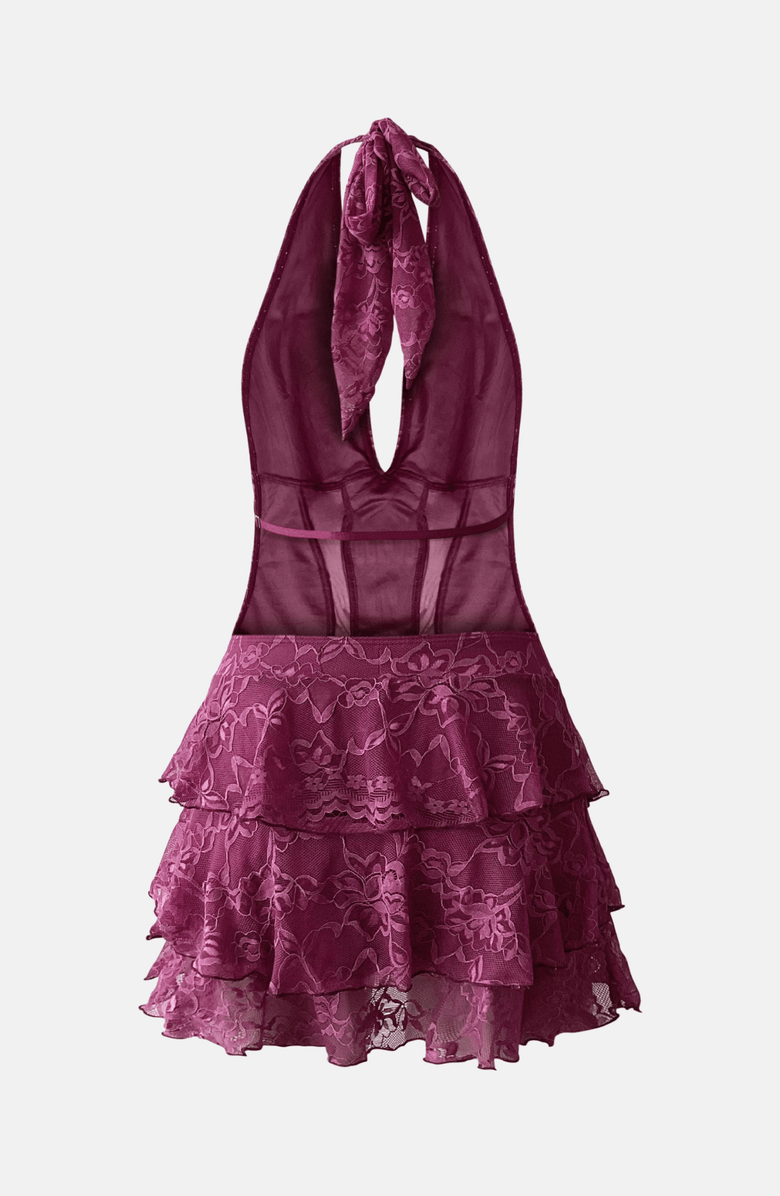 OW Collection ELEANOR Mini Dress, Alternate, color, Burgundy