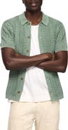 Lucky Brand Fisherman Knit Short Sleeve Button-Up Shirt