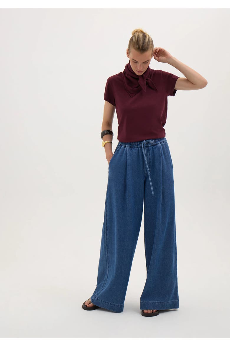 Minna Slim Fit Scarf Detail Slub T-Shirt, Alternate, color, Dark Wine Red