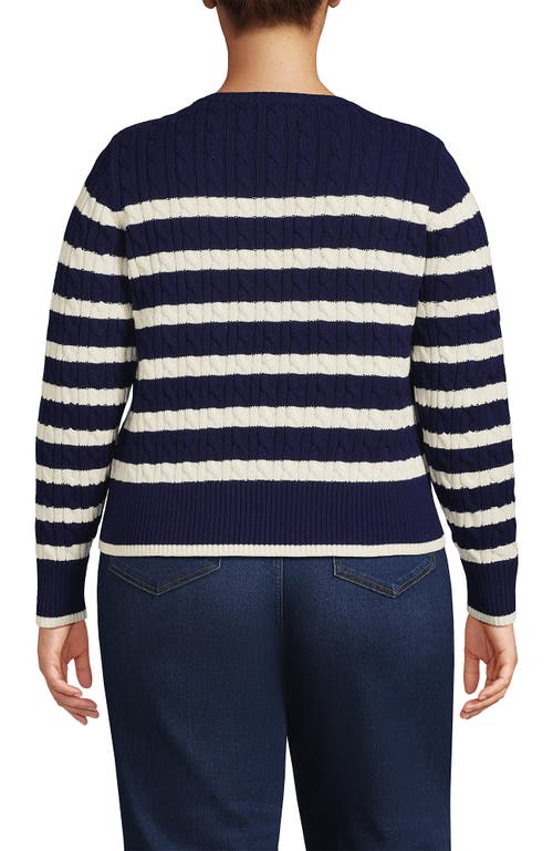 Lands' End Drifter Modern Cable Crew Sweater In Blue