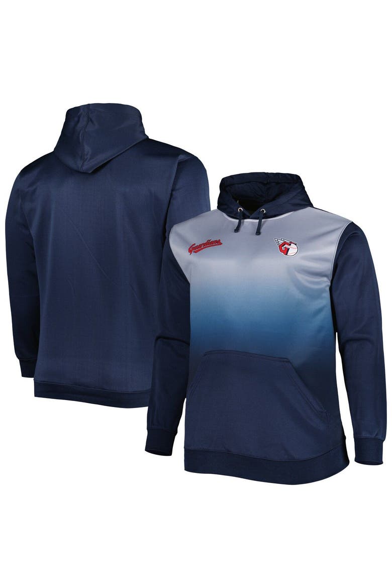 Men's Navy Cleveland Guardians Fade Sublimated Fleece Pullover Hoodie, Main, color, Navy