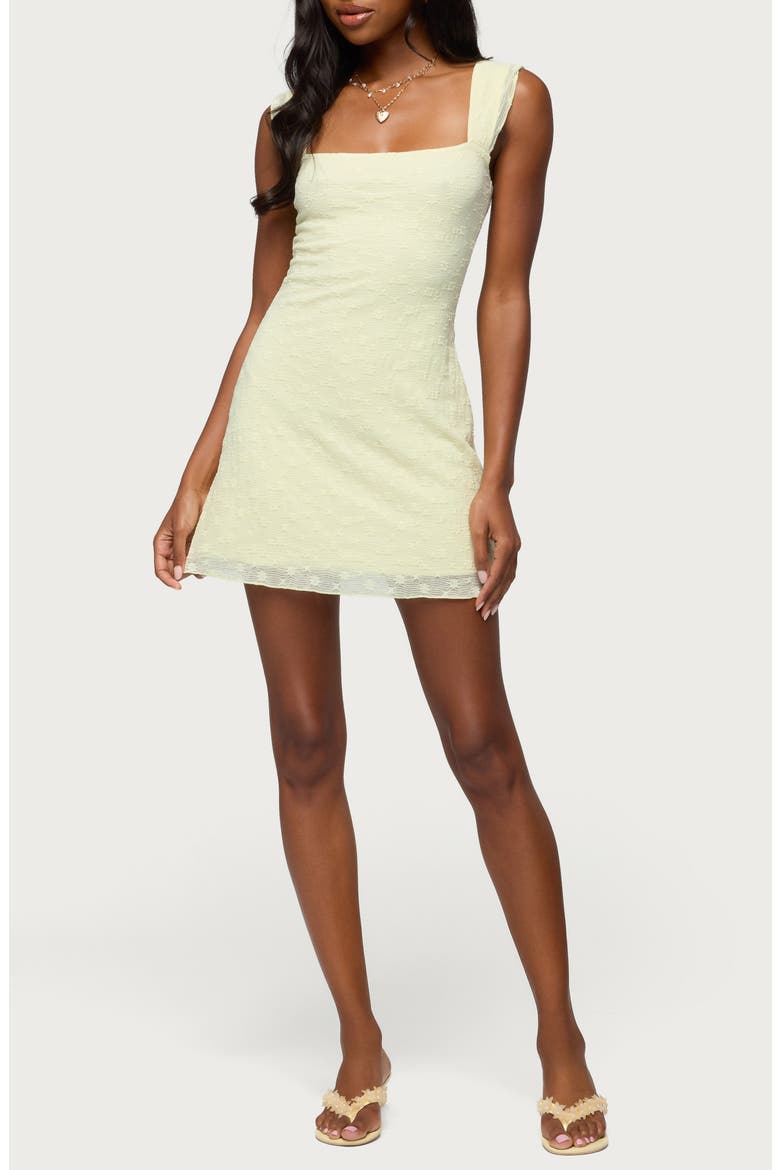 Nairobia Texture Mesh Minidress, Main, color, YELLOW