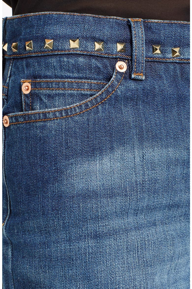 Studded Wide Leg Jeans, Alternate, color, MEDIUM BLUE