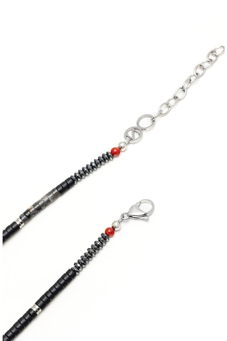 Black Onyx and Labradorite Heishi Necklace, Alternate, color, Black