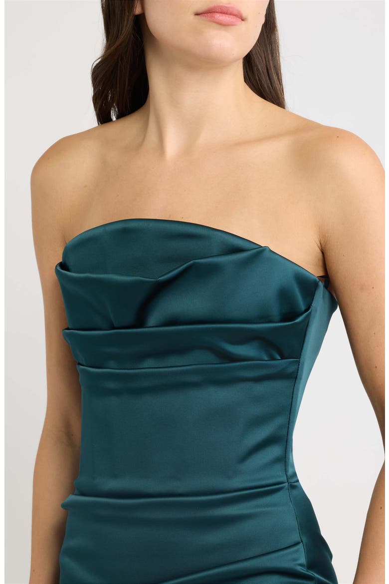 Voca Pleated Strapless Satin Midi Cocktail Dress, Alternate, color, 549E SHERWOOD