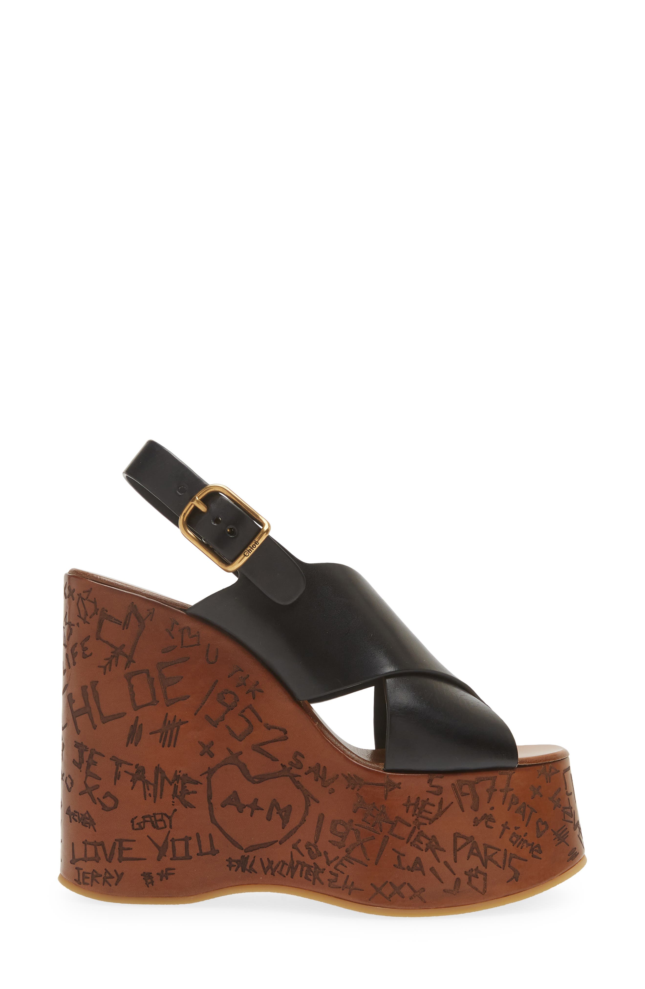 Chloé Maxime Wedge Sandal, Alternate, color, 001 Black