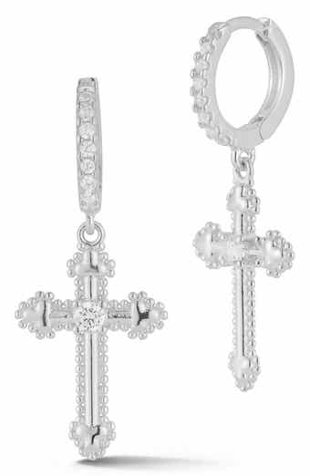 SPHERA MILANO CZ Cross Huggie Earrings