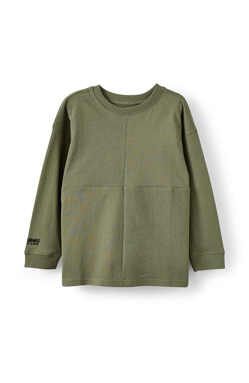 Cotton On Kids Kid's Long Sleeve Textured Splice Tee In Green