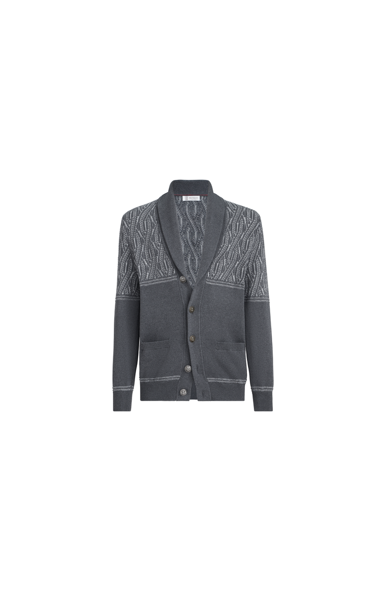 Brunello Cucinelli Cardigan with shawl collar, Main, color, Medium Grey
