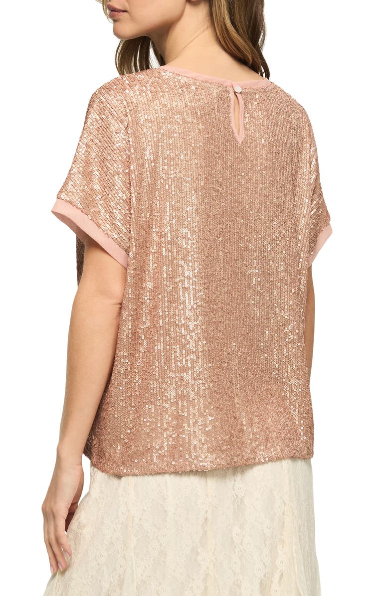 Lucky Brand Sequin T-Shirt, Alternate, color, Blush