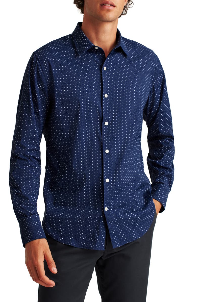 Bonobos Tech Dot Print Performance Button-Up Shirt, Main, color, 