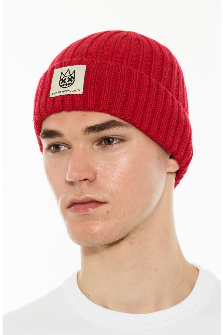 Rib Cuff Wool Blend Beanie, Alternate, color, ROUGE RED