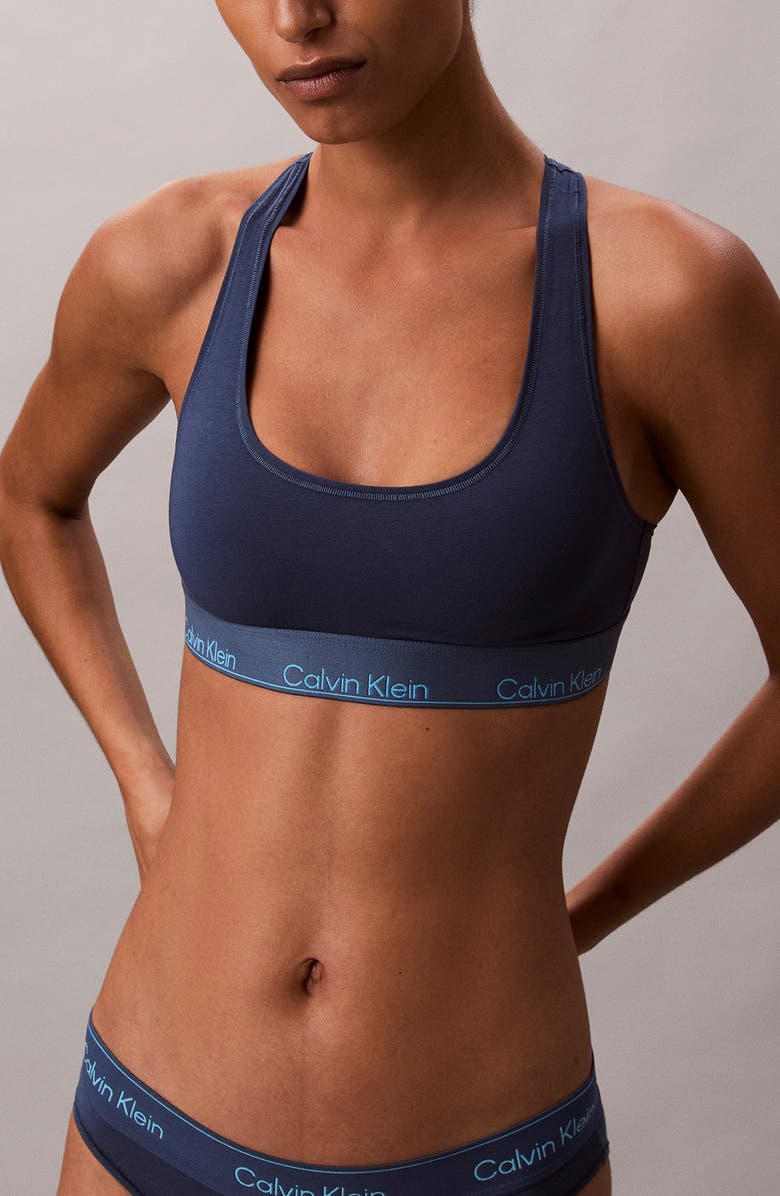 Calvin Klein Lightly Lined Racerback Bralette, Main, color, Dark Denim