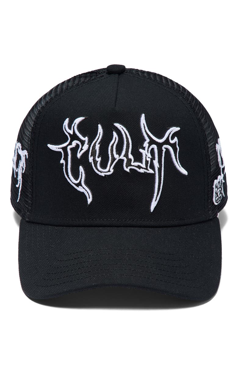 Cult of Individuality Raven Logo Trucker Hat, Alternate, color, 