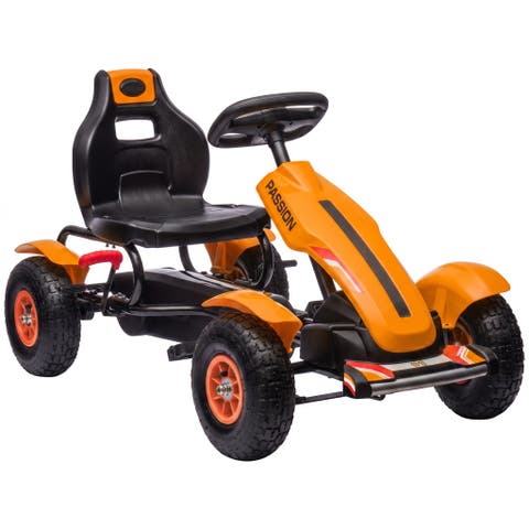 Kids Pedal Go Kart, Outdoor Ride on Toys with Adjustable Seat, Handbrake, 4 Non-Slip Rubber Wheels for Boys & Girls