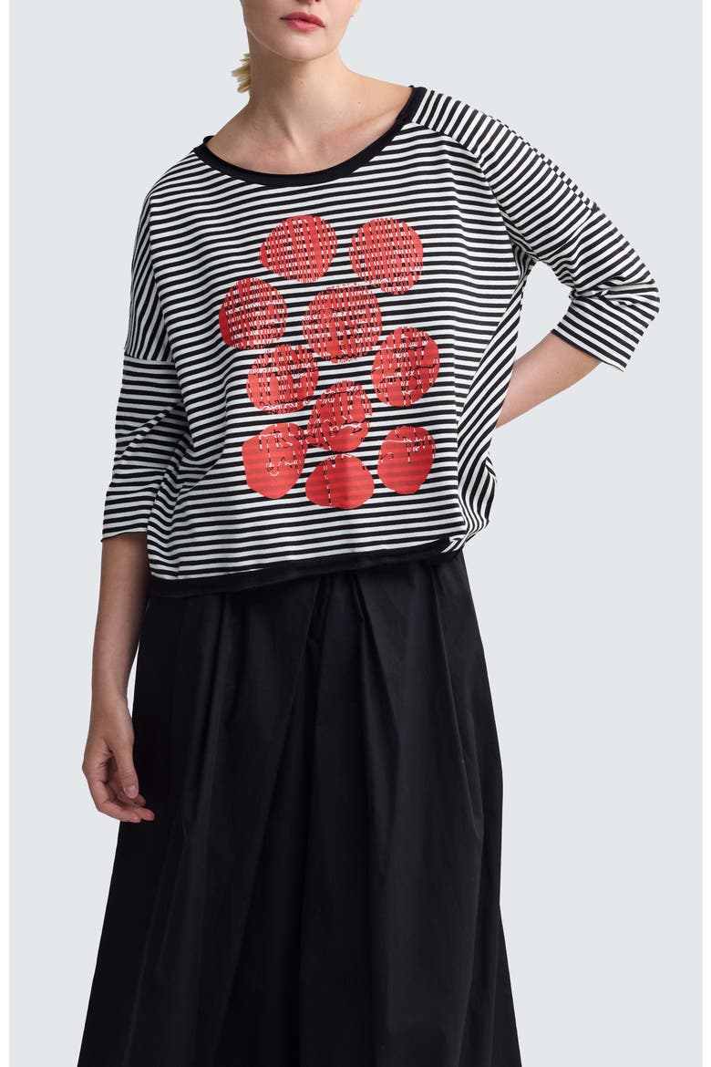 Tessa Striped Jersey Top, Alternate, color, Black Strip