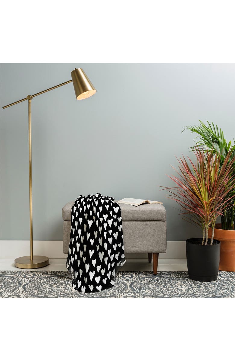 Deny Designs Elisabeth Fredriksson Little Hearts On Black Woven Throw Blanket, Alternate, color, Multi