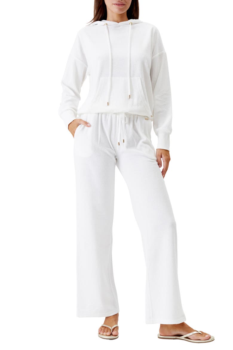Nora Drop Shoulder French Terry Cover-Up Hoodie, Main, color, WHITE