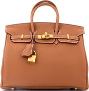 Pre-Owned Hermes Birkin Handbag Brown Togo with Gold Hardware 25