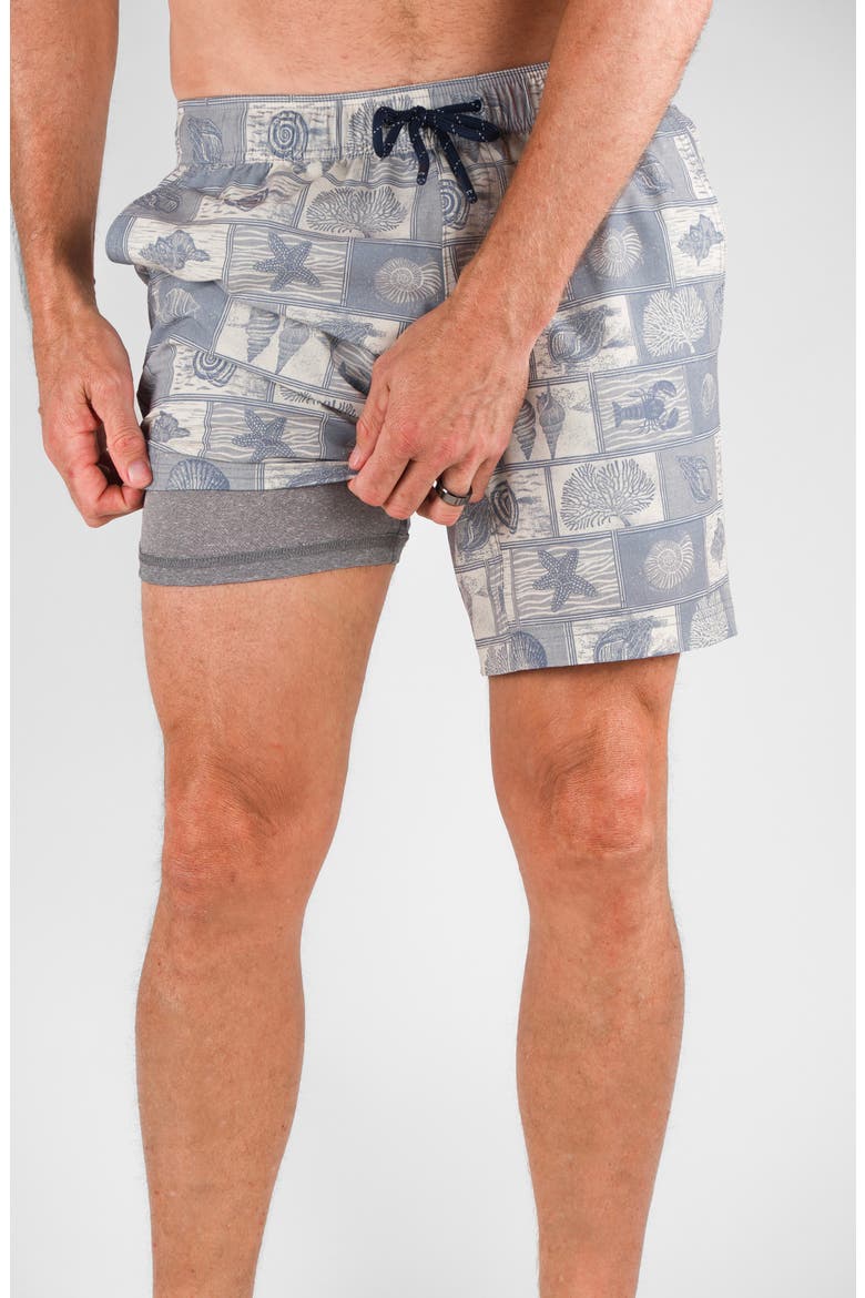 Hybrid 4-Way Stretch Swim Shorts, Alternate, color, INFINITY SHELL COLLAGE