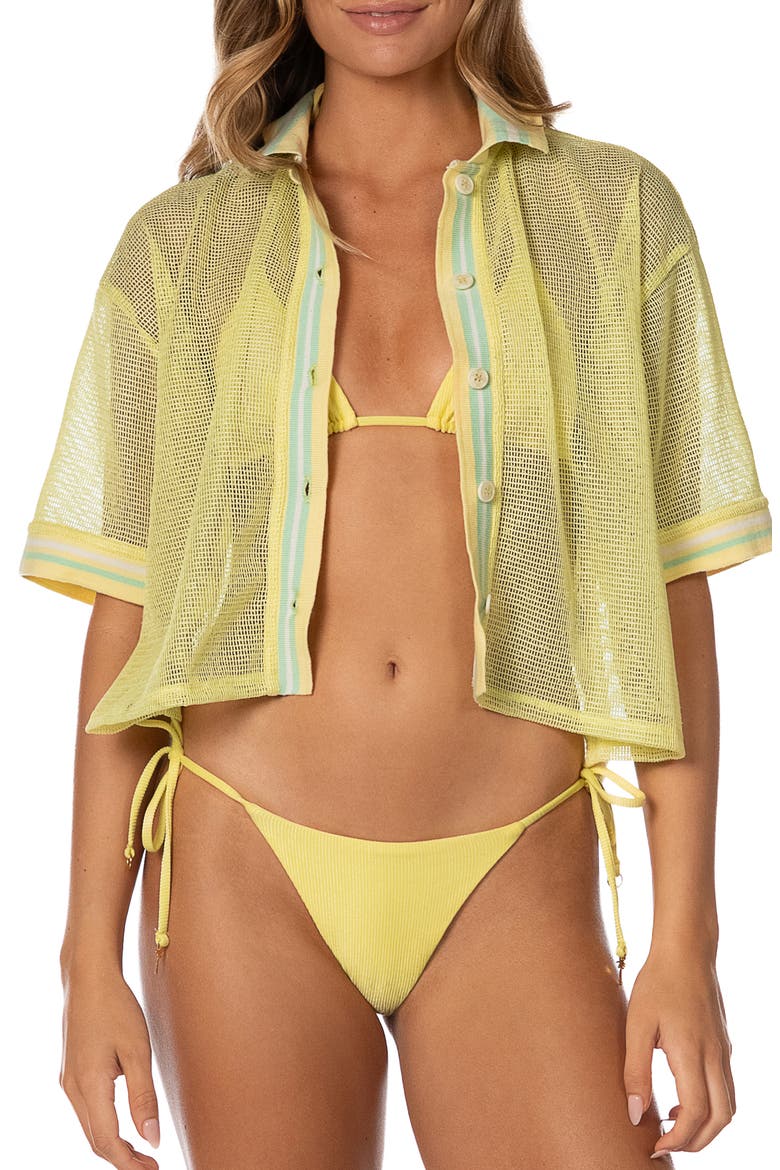 Golden Ray Solene Cover-Up Shirt, Main, color, BRIGHT YELLOW