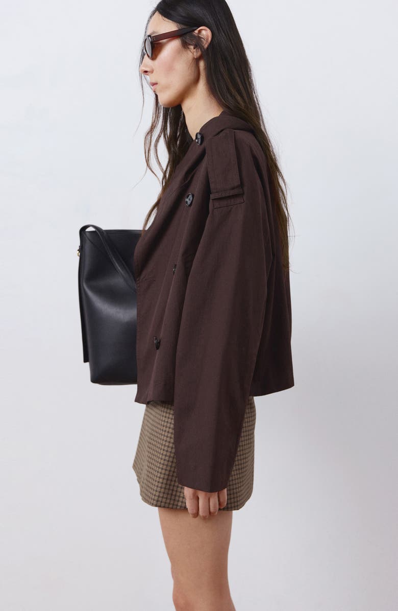 MANGO Houndstooth A-Line Miniskirt, Alternate, color, Brown