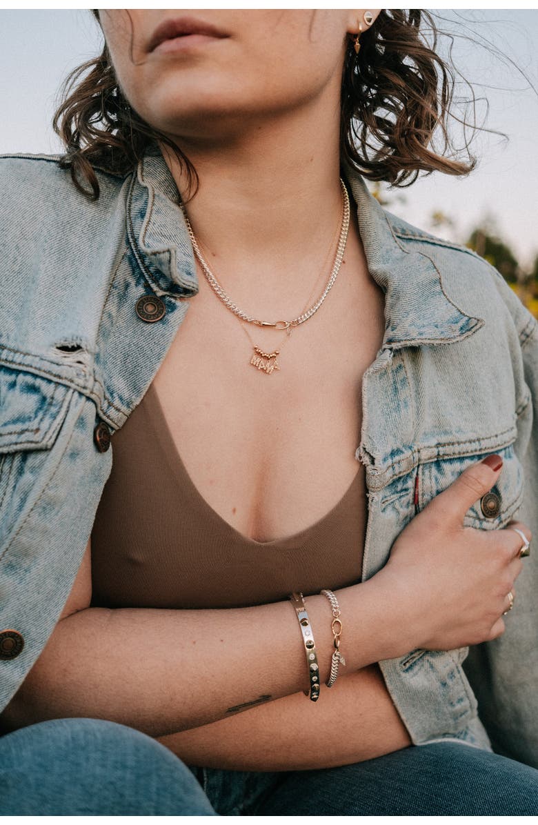 ELLIOT YOUNG Two Tone Sterling Silver Curb Chain Necklace with 14K Sailor Lock, Alternate, color, Silver-Gold