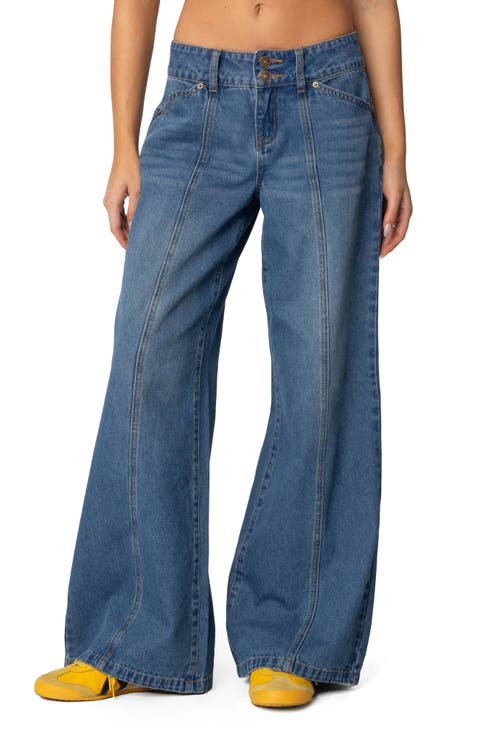 Charlie Seamed Low Rise Wide Leg Jeans