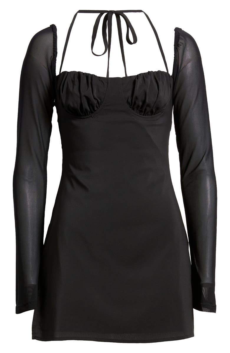 Princess Polly Dyer Underwire Long Sleeve Minidress, Alternate, color, Black