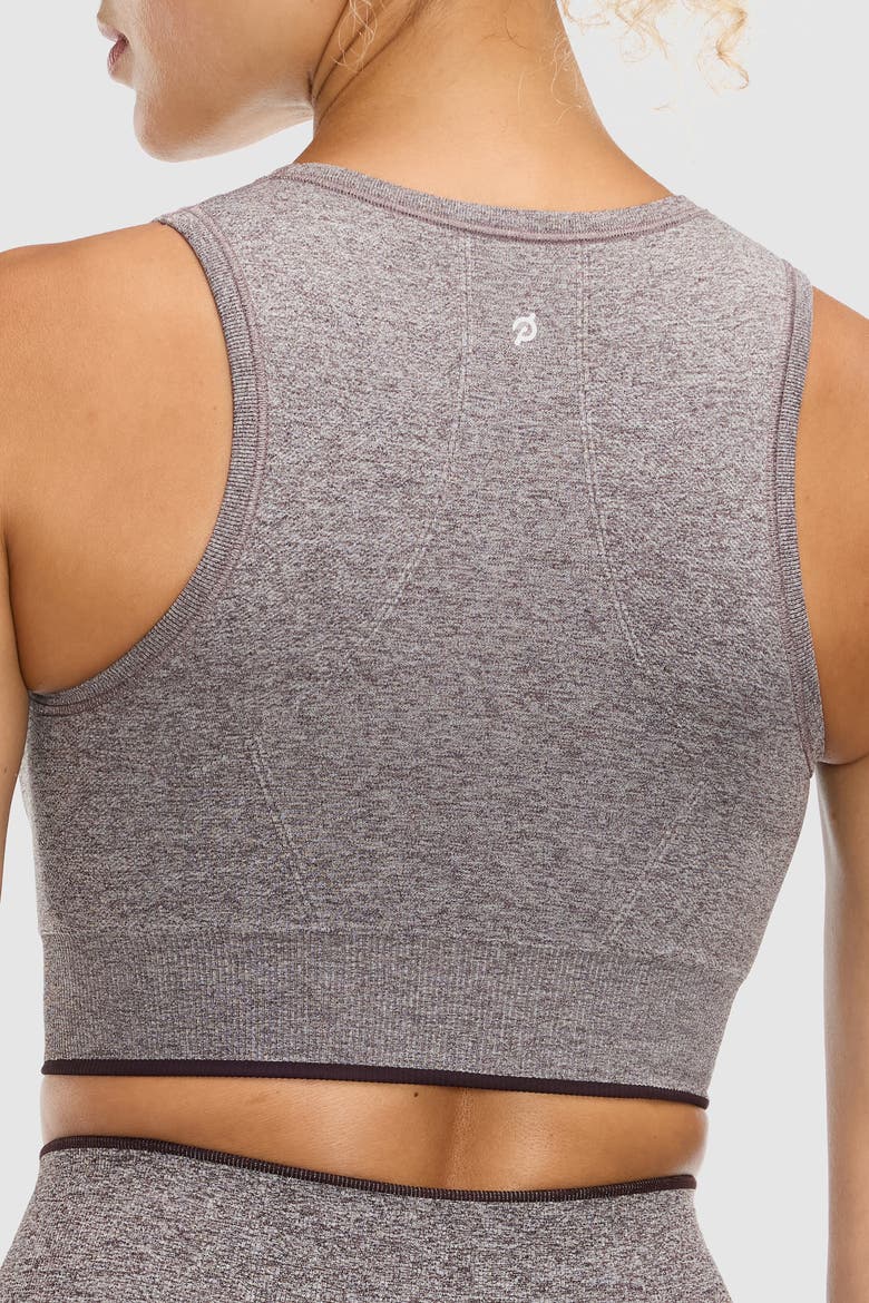 Seamless Melange High Neck Bra, Alternate, color, Cocoa